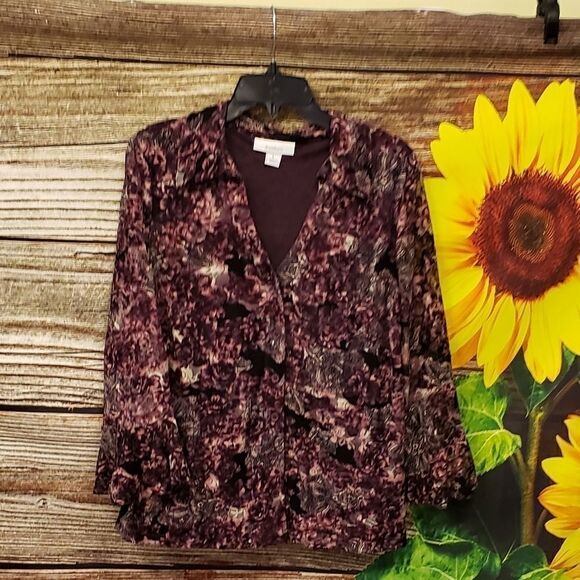 Dressbarn button down mus Sleeve Blouse size large - Picture 1 of 5